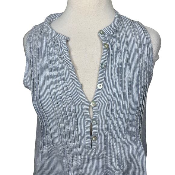 FAHERTY Isha 100% Linen Mini Dress Blue White Mini Stripe Sleeveless Size Small - Picture 4 of 9